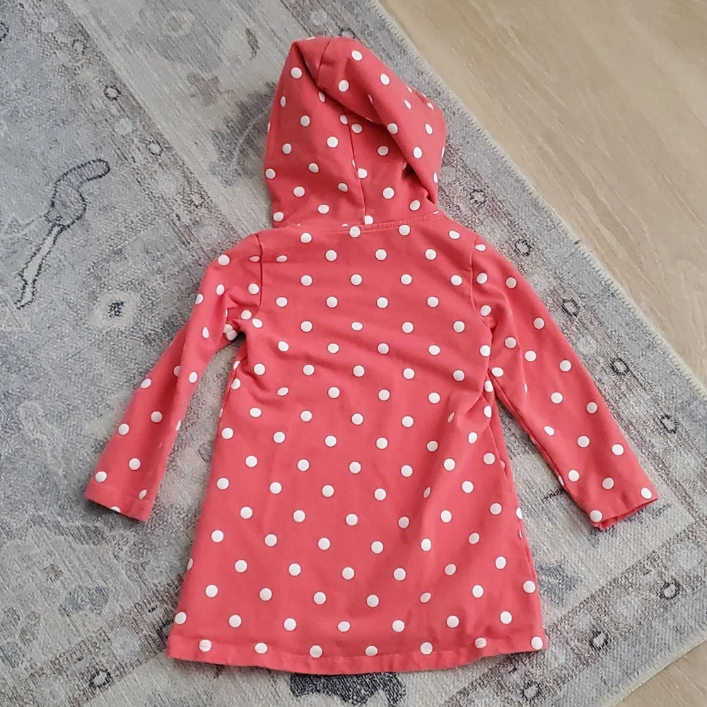 Boutique Girls Pink Polka Dot Heart Flowers Hoodie Long Sleeve Dress Sz2-3y
